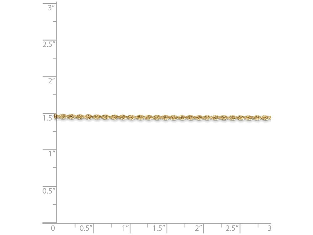 FJC Finejewelers 9 Inch 14k Yellow Gold 1.50mm Handmade Regular Rope Chain Ankle Bracelet (Smaller Ankles)