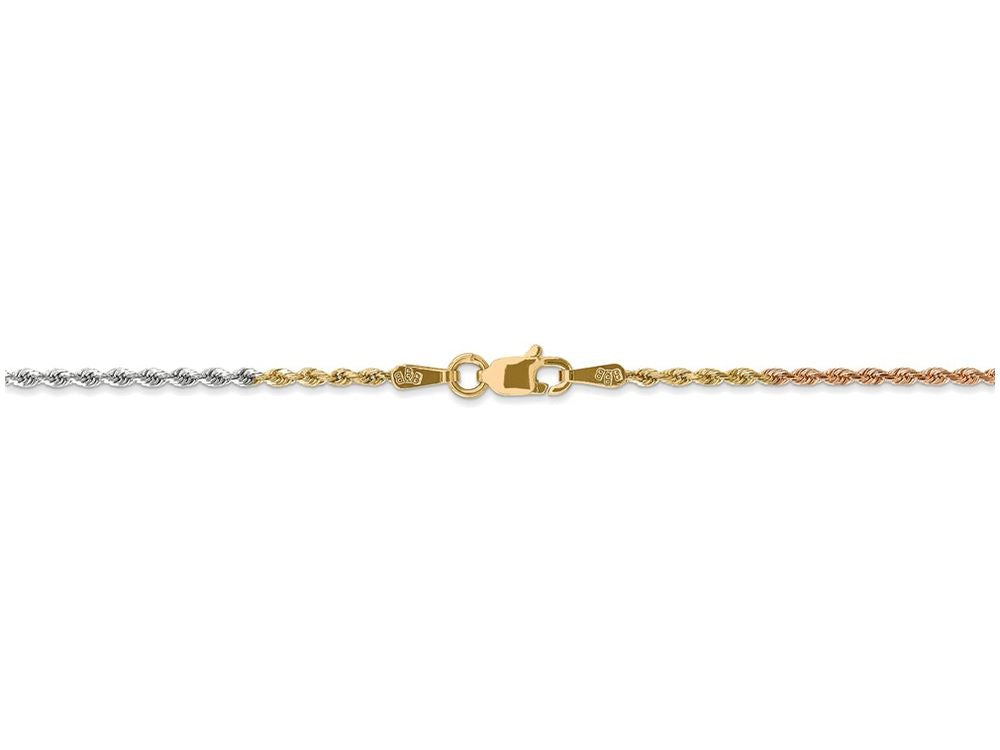 FJC Finejewelers 20 Inch 14 kt Tri Color Gold 1.5mm bright-cut Rope Chain Necklace