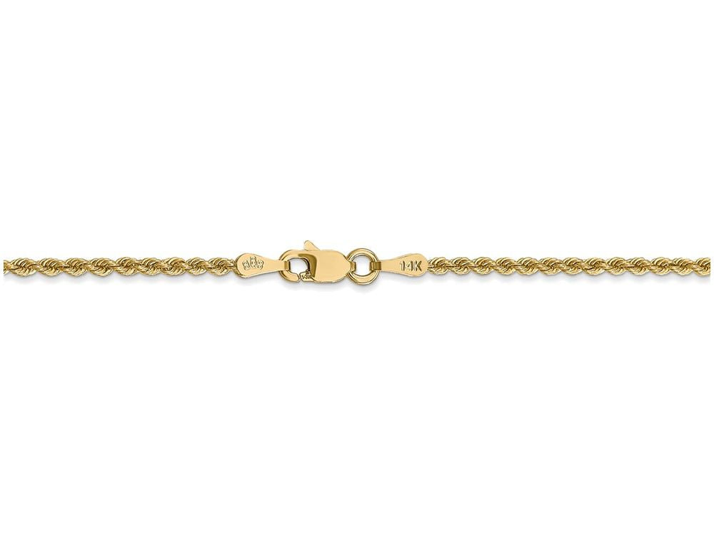 FJC Finejewelers 9 Inch 14k Yellow Gold 2mm Handmade Regular Rope Chain Ankle Bracelet (Smaller Ankles)