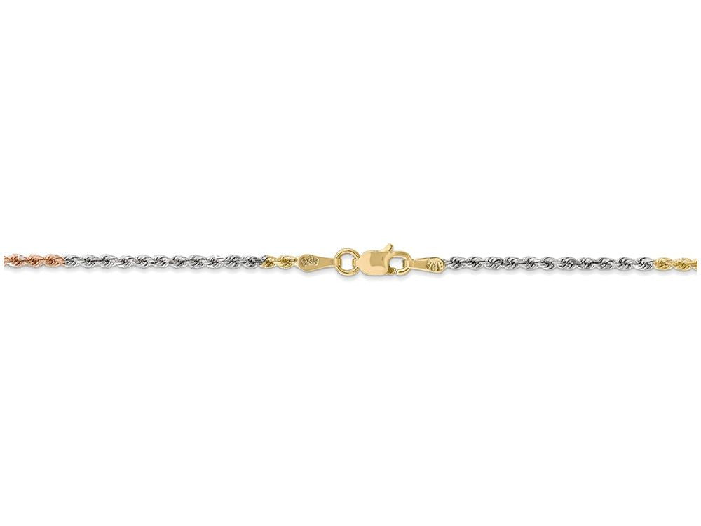 FJC Finejewelers 18 Inch 14 kt Tri Color Gold 1.8mm bright-cut Rope Chain Necklace
