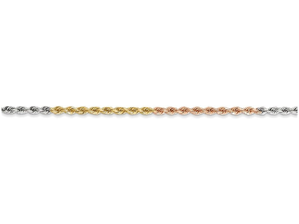 FJC Finejewelers 7 Inch 14 kt Tri Color Gold 1.8mm bright-cut Rope Chain Bracelet
