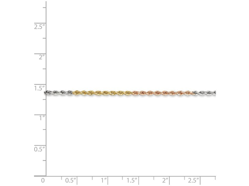 FJC Finejewelers 8 Inch 14 kt Tri Color Gold 1.8mm bright-cut Rope Chain Bracelet