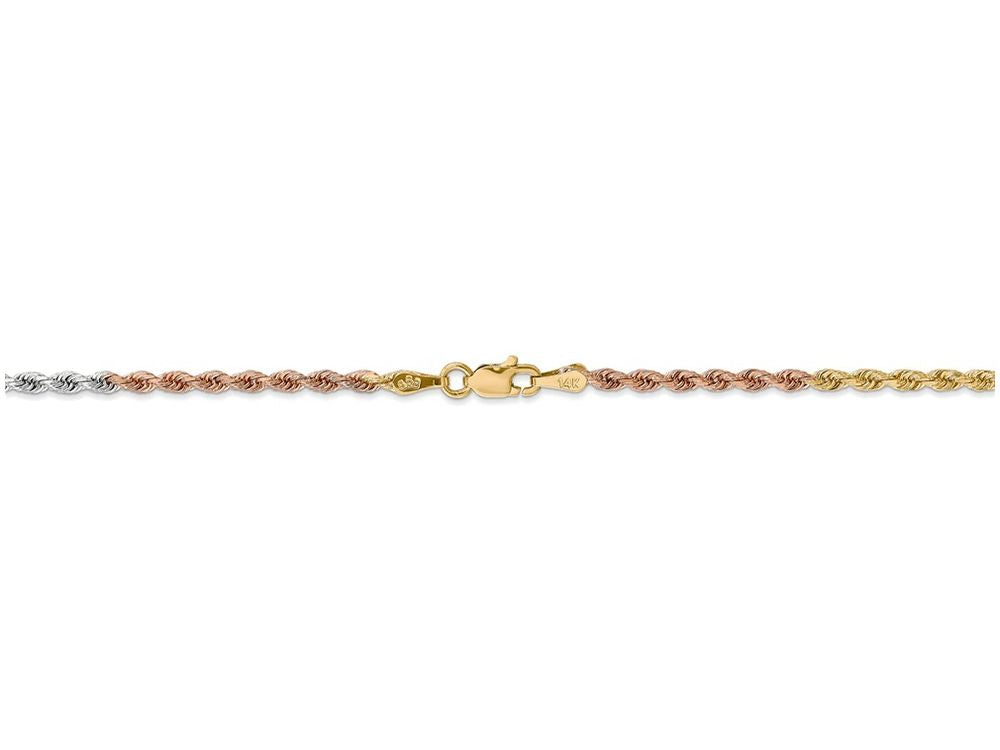 FJC Finejewelers 20 Inch 14 kt Tri Color Gold 2.5mm bright-cut Rope Chain Necklace