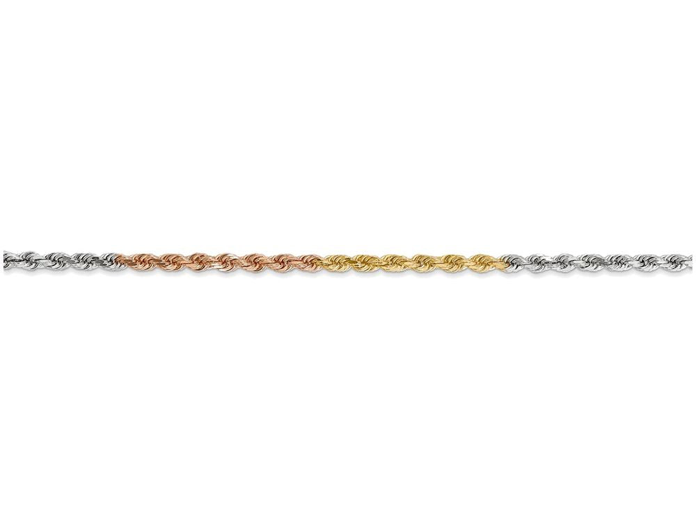FJC Finejewelers 24 Inch 14 kt Tri Color Gold 2.5mm bright-cut Rope Chain Necklace