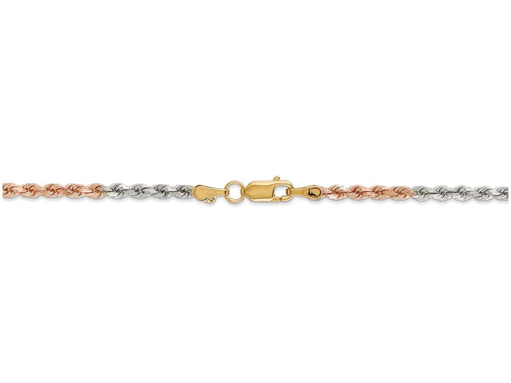 FJC Finejewelers 16 Inch 14 kt Tri Color Gold 2.9mm bright-cut Rope Chain Necklace