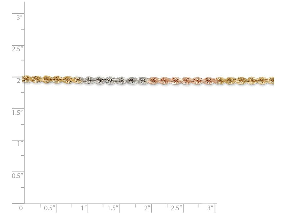 FJC Finejewelers 7 Inch 14 kt Tri Color Gold 2.9mm bright-cut Rope Chain Bracelet
