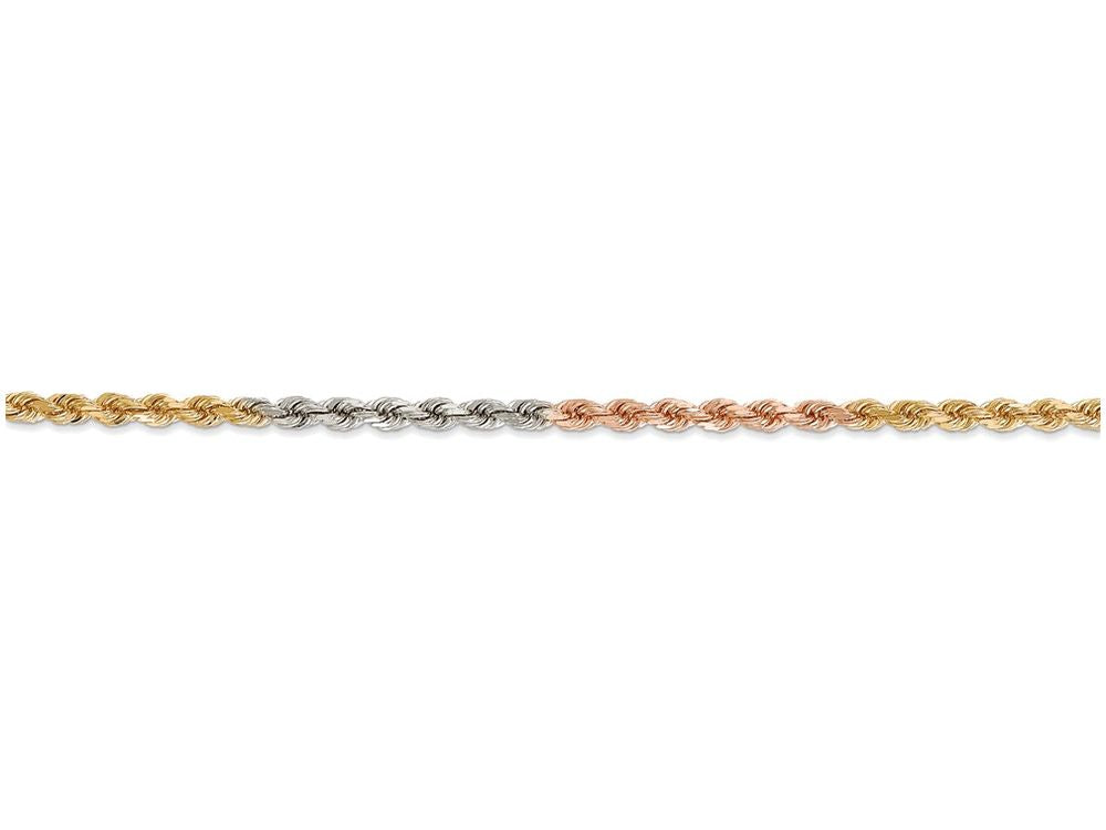 FJC Finejewelers 8 Inch 14 kt Tri Color Gold 2.9mm bright-cut Rope Chain Bracelet