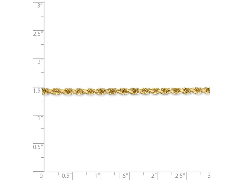 FJC Finejewelers 9 Inch 14k Yellow Gold 3.20mm bright-cut Rope With Lobster Clasp Chain Ankle Bracelet (Smaller Ankles)