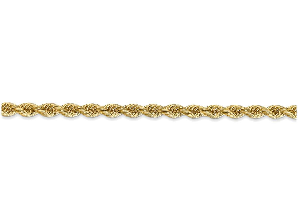 FJC Finejewelers 9 Inch 14k Yellow Gold 3.65mm Handmade Regular Rope Chain Ankle Bracelet (Smaller Ankles)