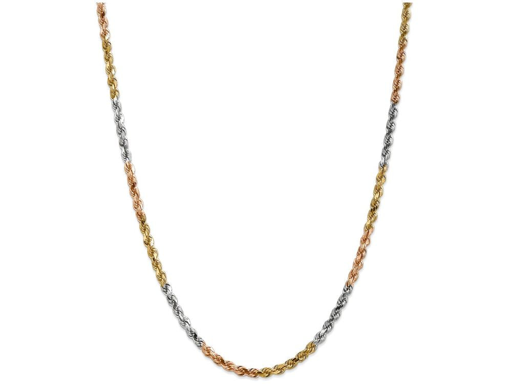 FJC Finejewelers 20 Inch 14 kt Tri Color Gold 4mm bright-cut Rope Chain Necklace