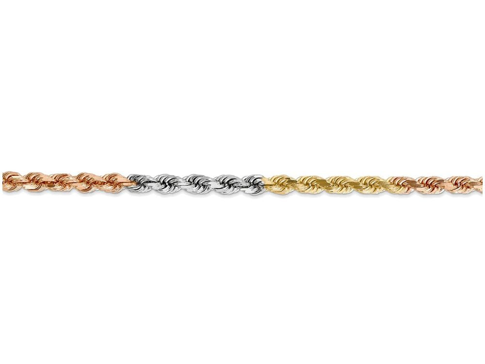 FJC Finejewelers 7 Inch 14 kt Tri Color Gold 4mm bright-cut Rope Chain Bracelet