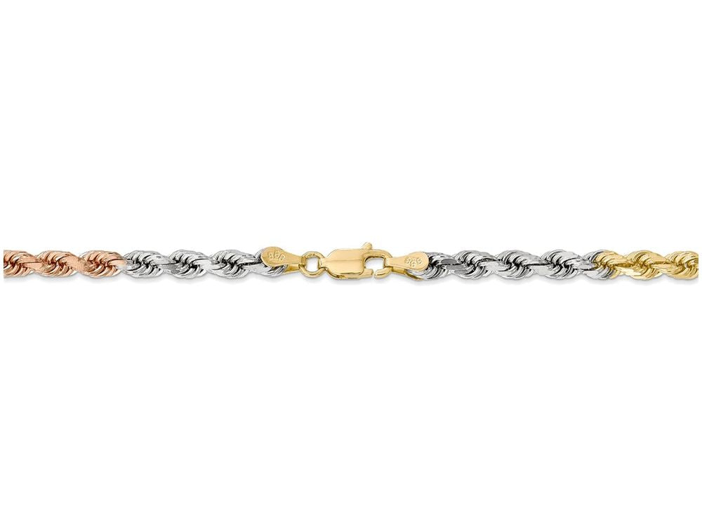 FJC Finejewelers 7 Inch 14 kt Tri Color Gold 4mm bright-cut Rope Chain Bracelet