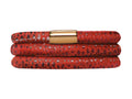Endless Jewelry - Jennifer Lopez Collection Red Reptile, 63cm/8.5inch Triple Leather Bracelet Gold Finish