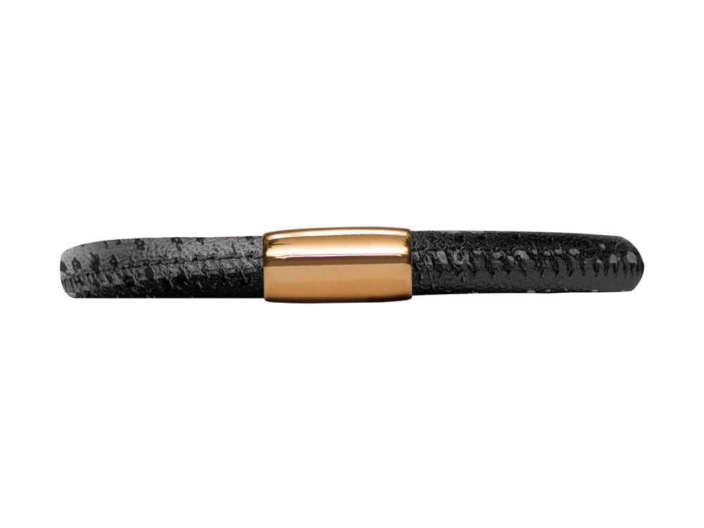 Endless Jewelry - Jennifer Lopez Collection Black Reptile, 20cm/8.0inch Single Leather Bracelet Gold Finish