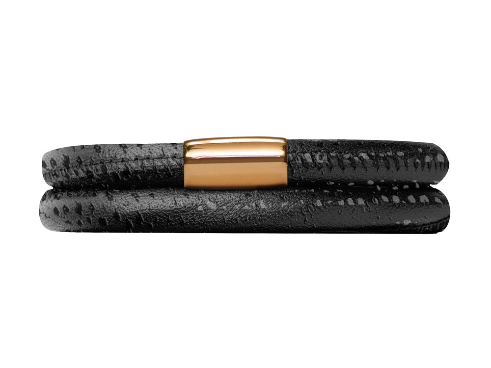 Endless Jewelry - Jennifer Lopez Collection Black Reptile, 38cm/7.5inch Double Leather Bracelet Gold Finish