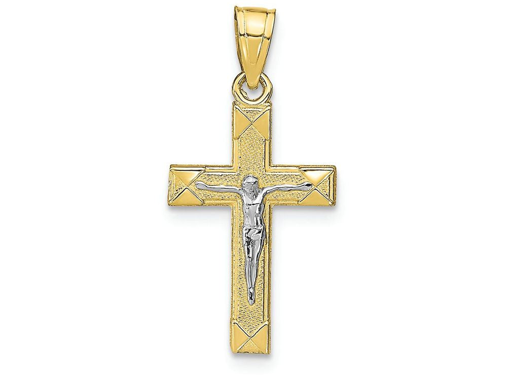 FJC Finejewelers 10k Yellow Gold with Rhodium Small Crucifix Charm