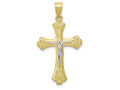 FJC Finejewelers 10k Yellow Gold with Rhodium Fleur De Lis Crucifix Charm