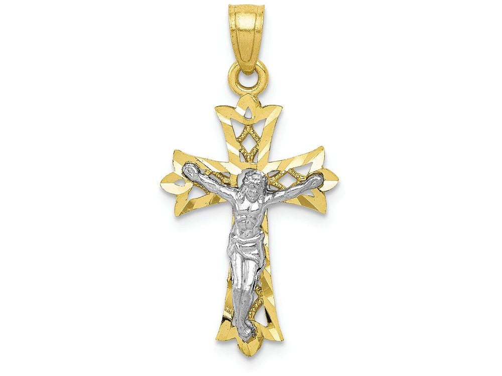FJC Finejewelers 10k Yellow Gold with Rhodium Filigree Crucifix Charm