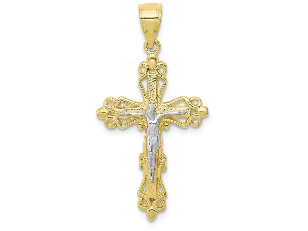 FJC Finejewelers 10k Yellow Gold with Rhodium Crucifix Charm