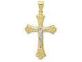 FJC Finejewelers 10k Yellow Gold with Rhodium Fleur De Lis Crucifix Charm