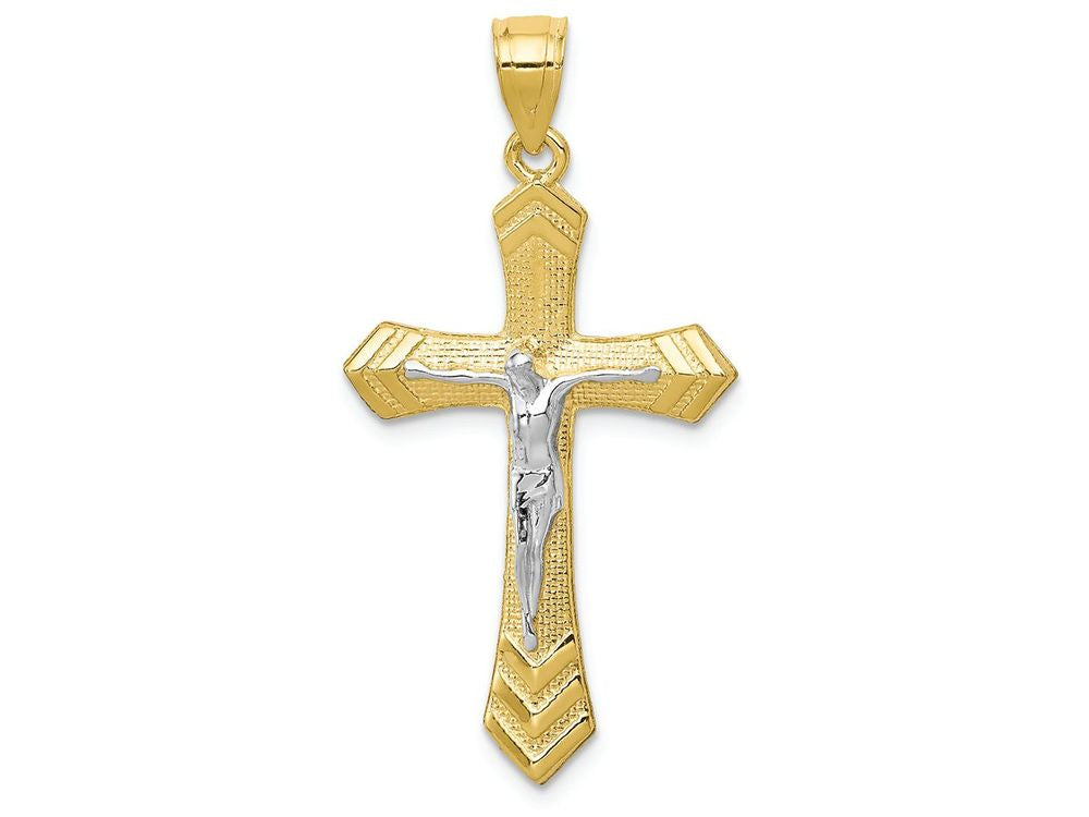 FJC Finejewelers 10k Yellow Gold with Rhodium Passion Crucifix Charm