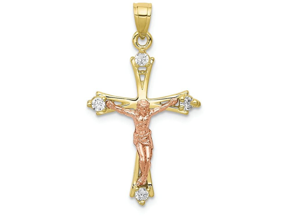FJC Finejewelers 10k Two-tone Gold CZ Crucifix Charm