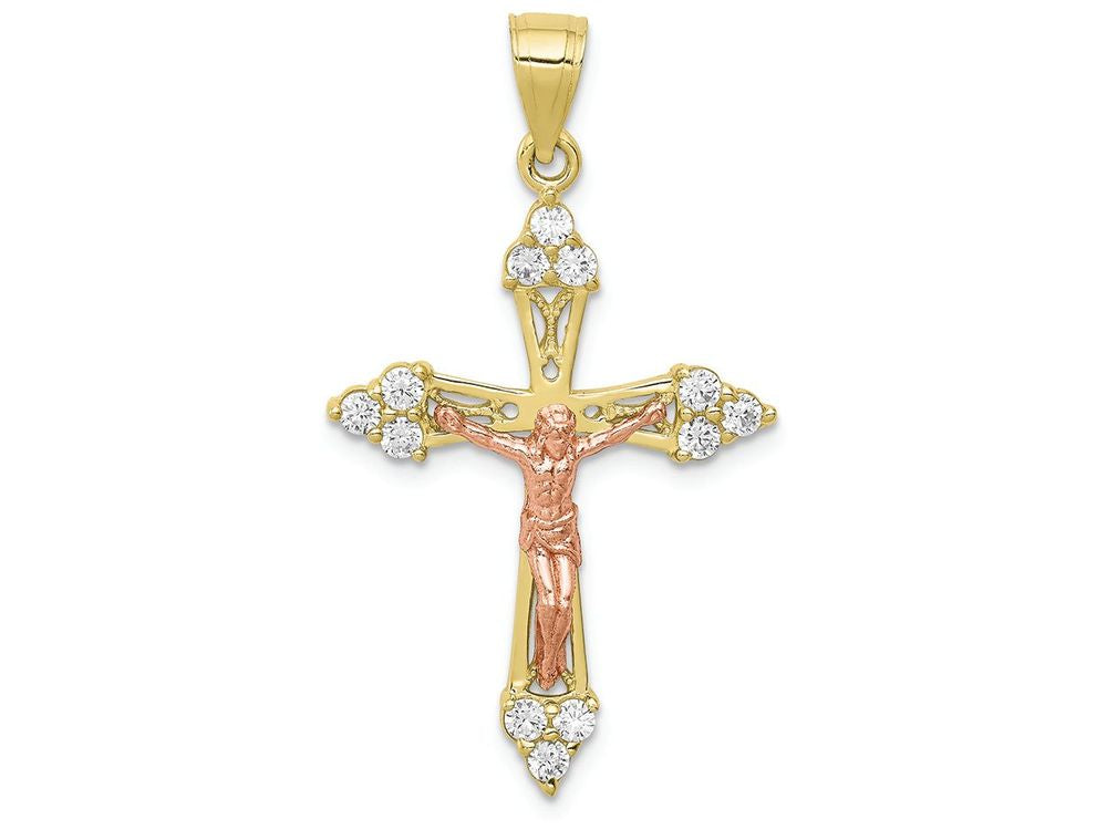 FJC Finejewelers 10k Two-tone Gold CZ Crucifix Charm
