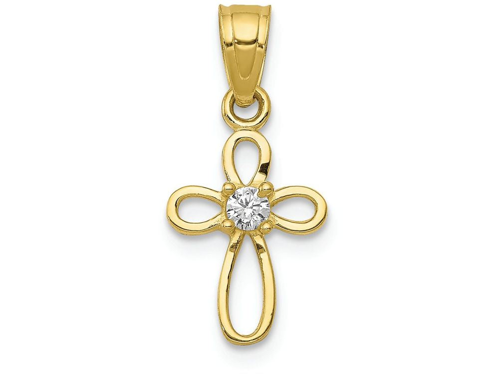 FJC Finejewelers 10k Yellow Gold Small CZ Cross Charm