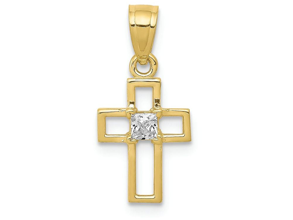 FJC Finejewelers 10k Yellow Gold Small CZ Cross Charm