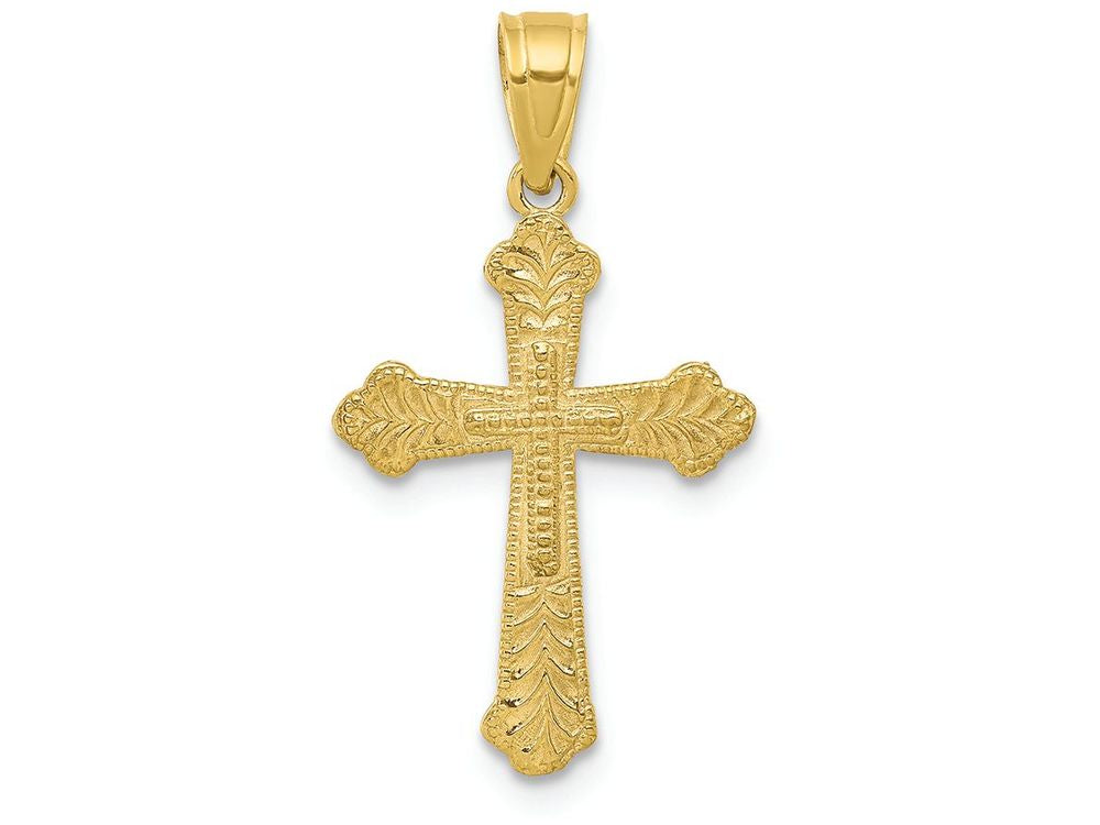FJC Finejewelers 10k Yellow Gold Budded Cross Charm
