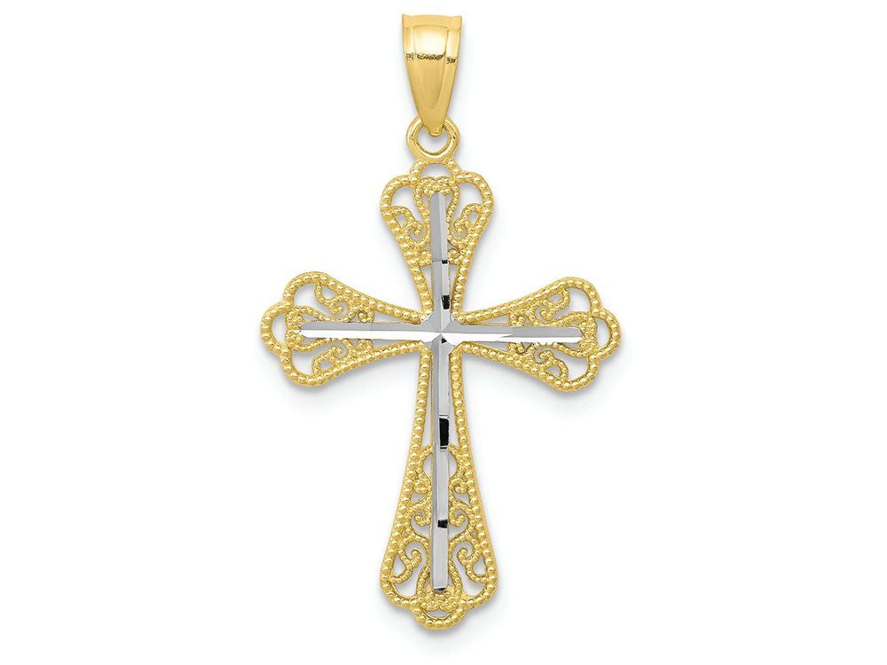 FJC Finejewelers 10k Yellow Gold with Rhodium Bright Cut Cross Charm