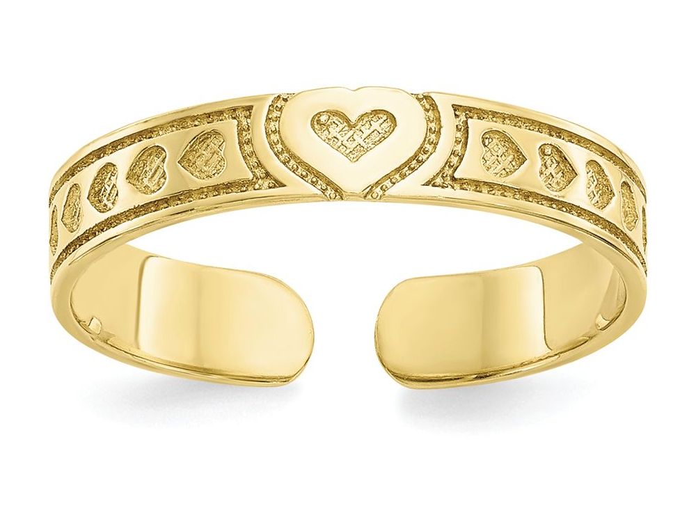 FJC Finejewelers 10k Yellow Gold Heart Toe Ring 3mm wide