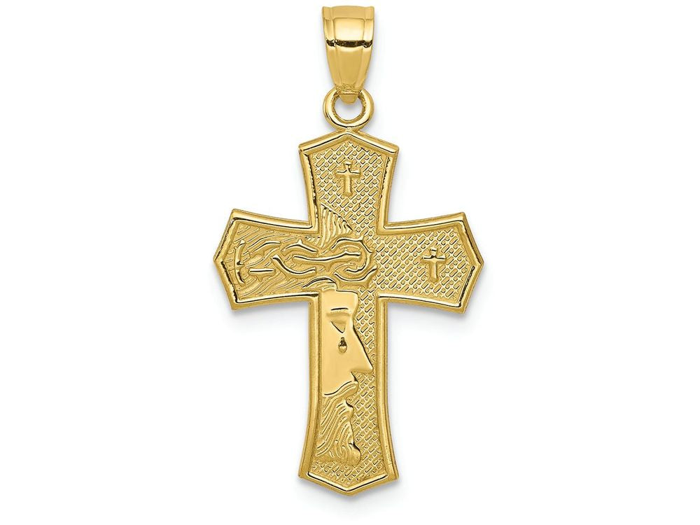 FJC Finejewelers 10k Yellow Gold Passion Cross with Jesus Reversible Charm