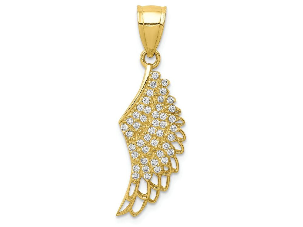FJC Finejewelers 10k Yellow Gold CZ Micropave Angel Wing Charm
