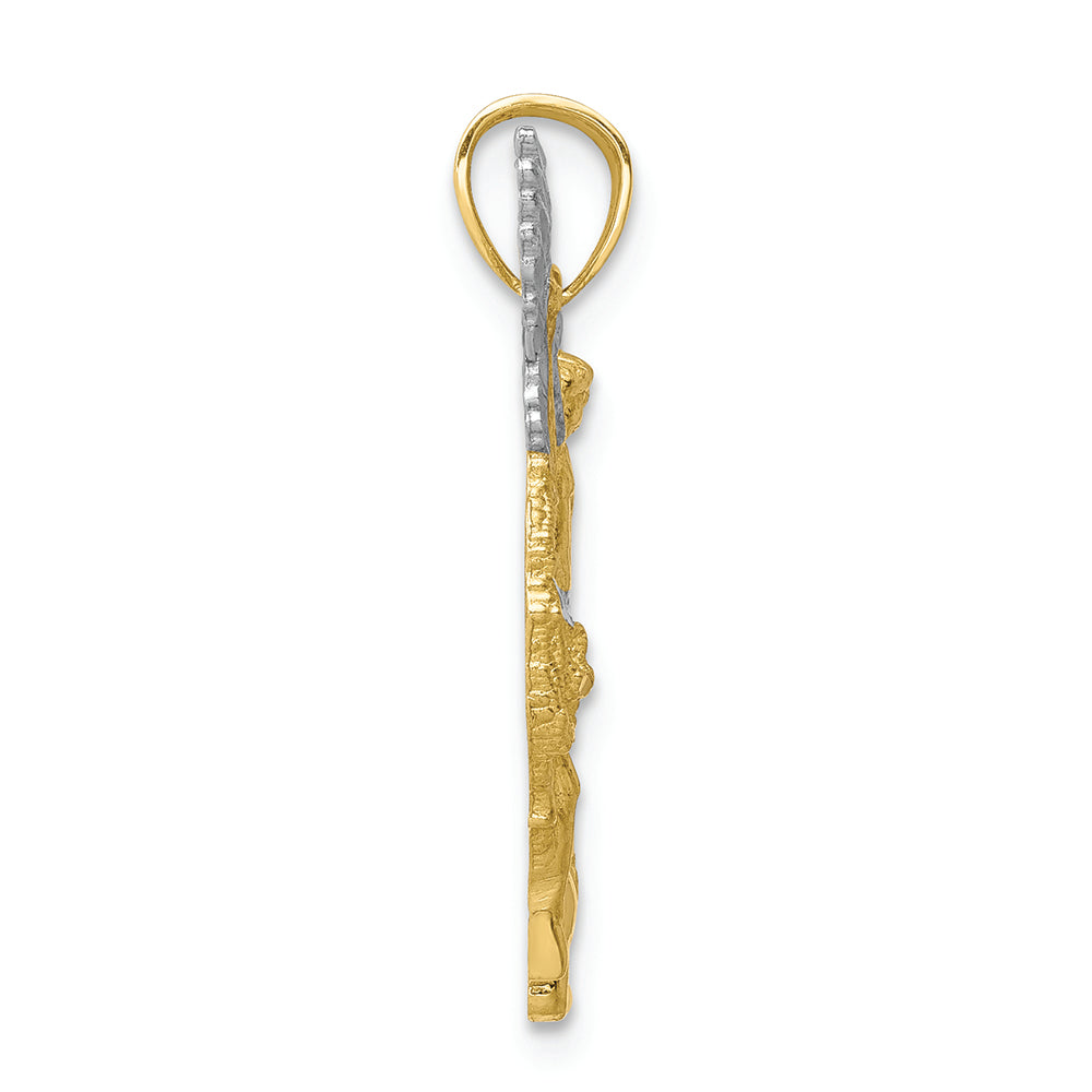 FJC Finejewelers 10k Yellow Gold Bright Cut with with Rhodium Saint Michael Charm