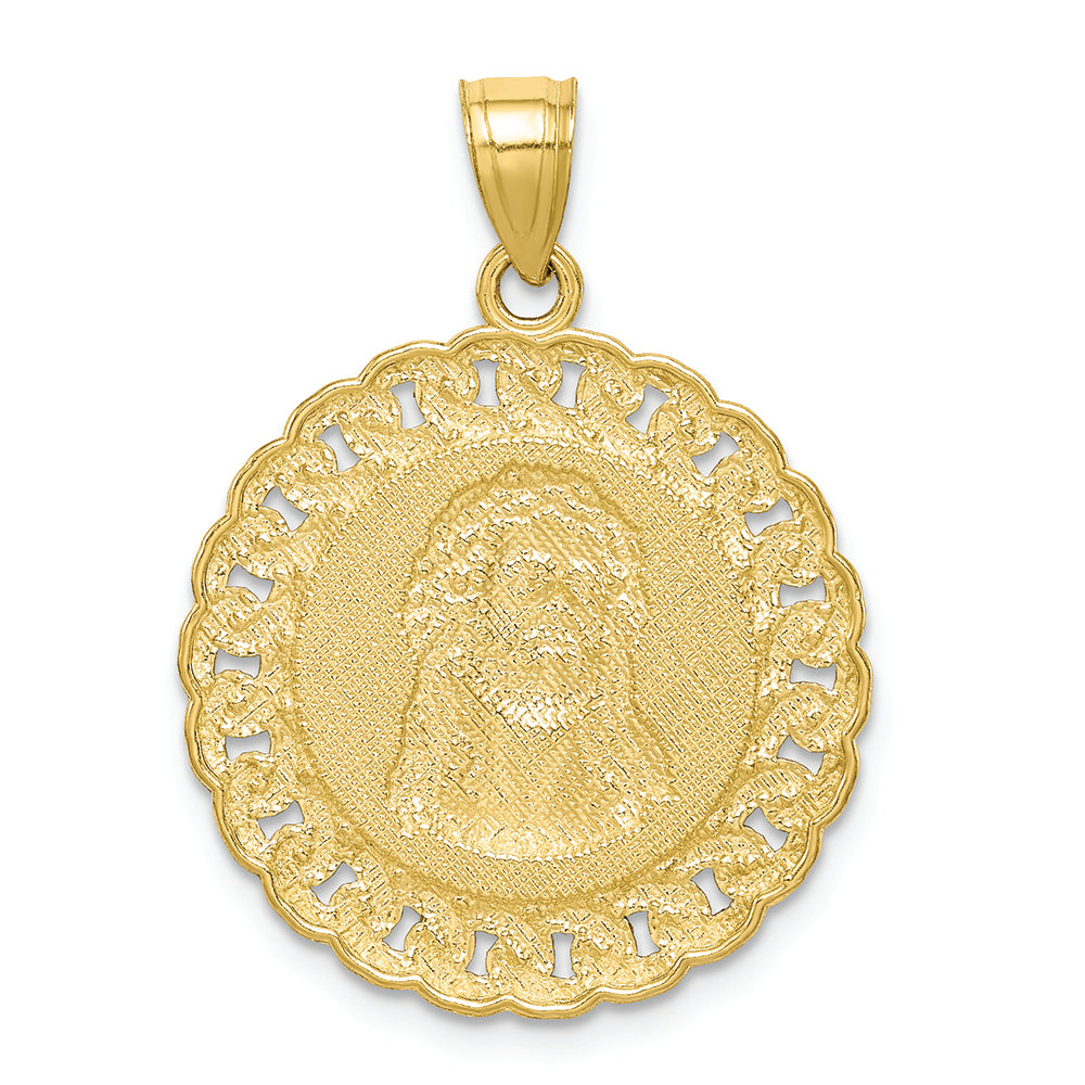FJC Finejewelers 10k Yellow Gold Bright Cut with with Rhodium Jesus Face Charm
