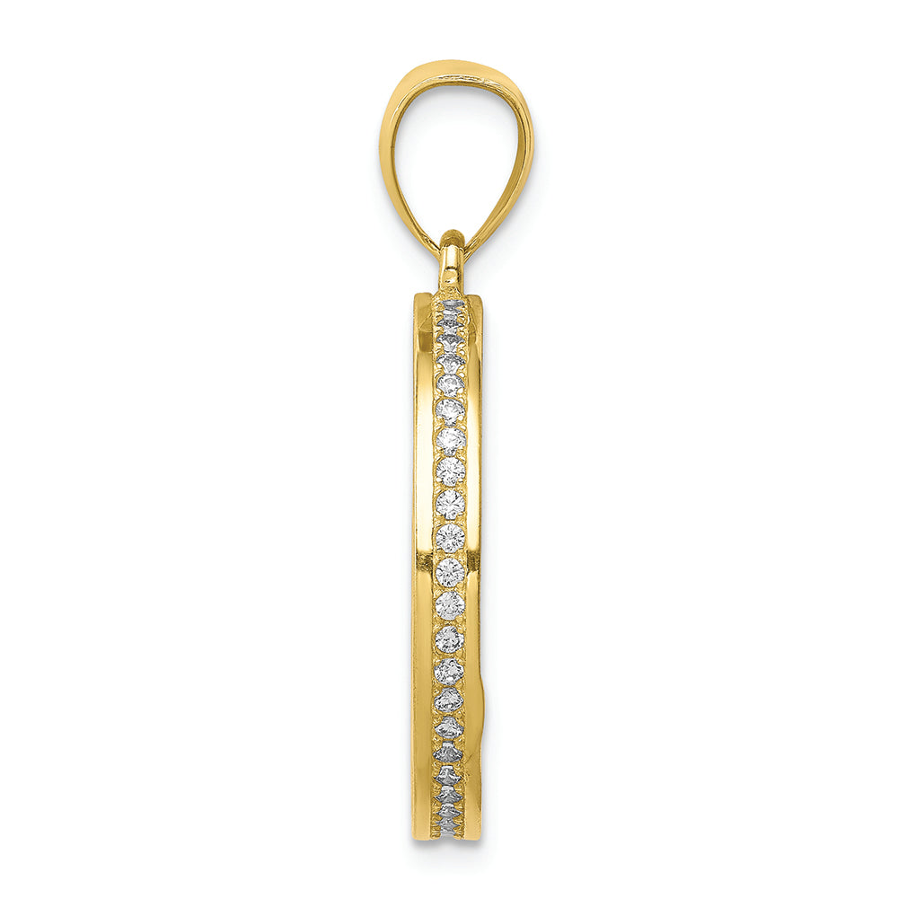 FJC Finejewelers 10k Yellow Gold with with Rhodium CZ Channel Edge Pave Jesus Face Charm