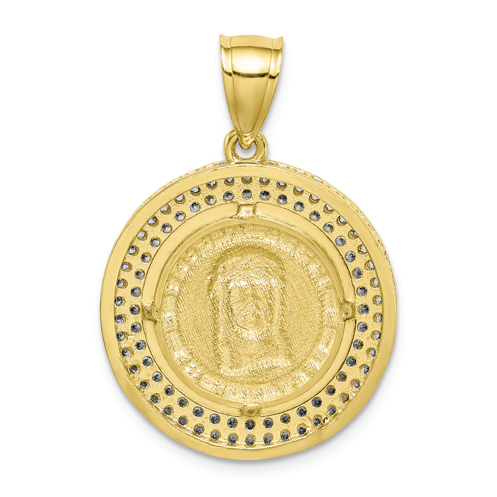 FJC Finejewelers 10k Yellow Gold with with Rhodium CZ Channel Edge Pave Jesus Face Charm