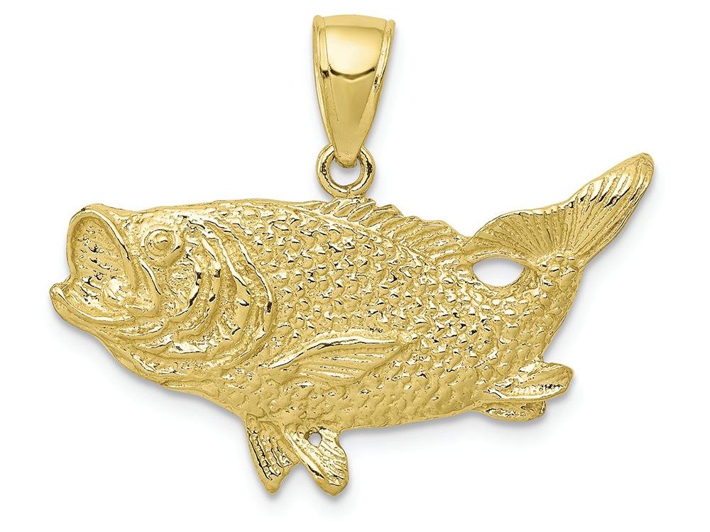 FJC Finejewelers 10k Yellow Gold Polished Open-backed Bass Fish Charm