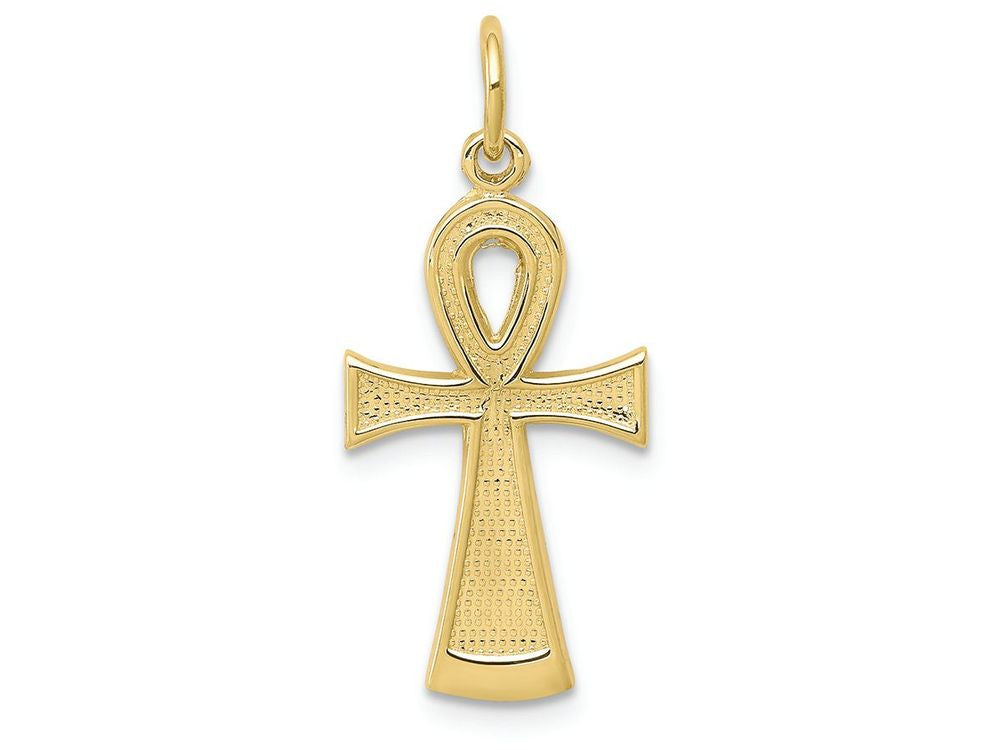 FJC Finejewelers 10k Yellow Gold Solid Flat-backed Ankhegyptian Cross Charm