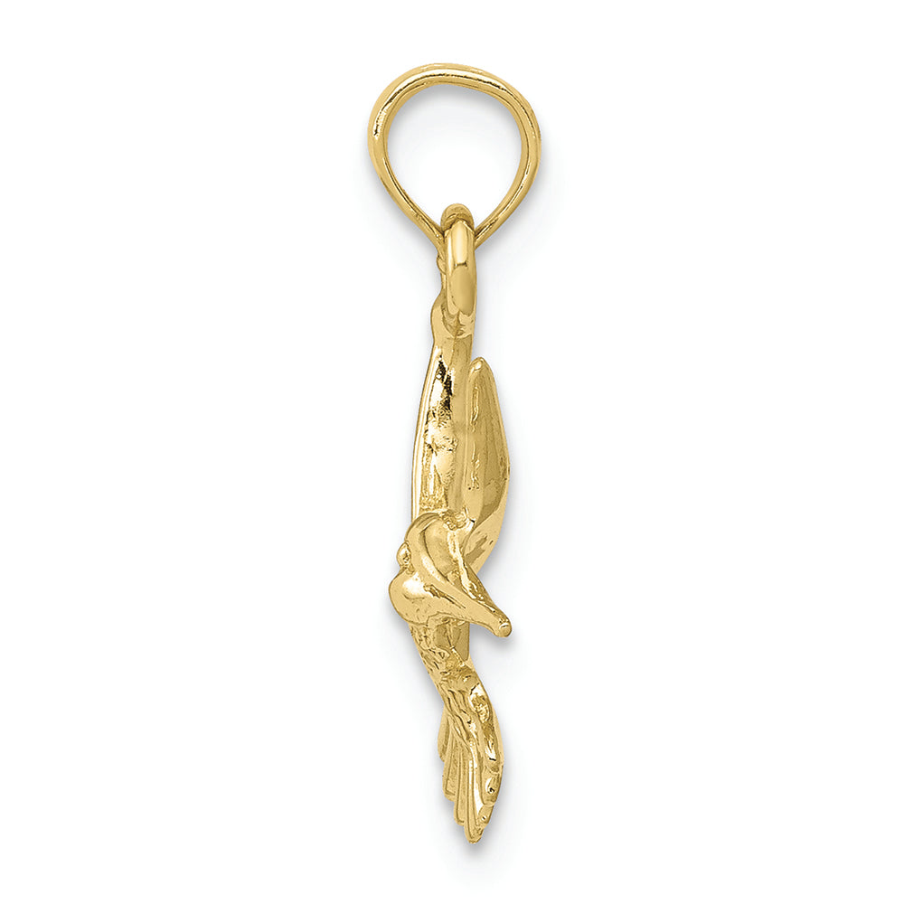 FJC Finejewelers 10k Yellow Gold Hummingbird Charm Textured
