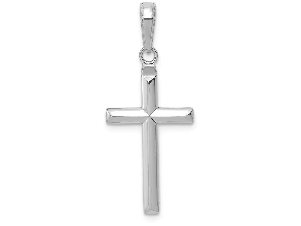 FJC Finejewelers 10k White Gold 3d Beveled Stick Cross Charm