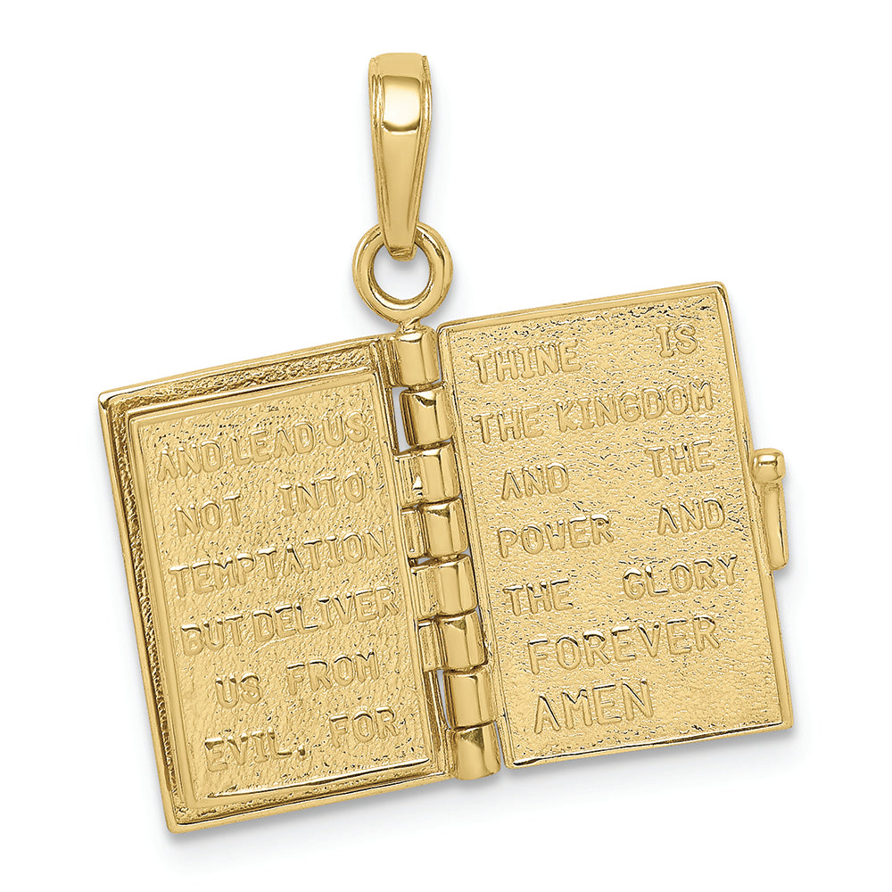 FJC Finejewelers 10k Yellow Gold 3d Holy Bible Book with Lord's Prayermoveable Pages Charm