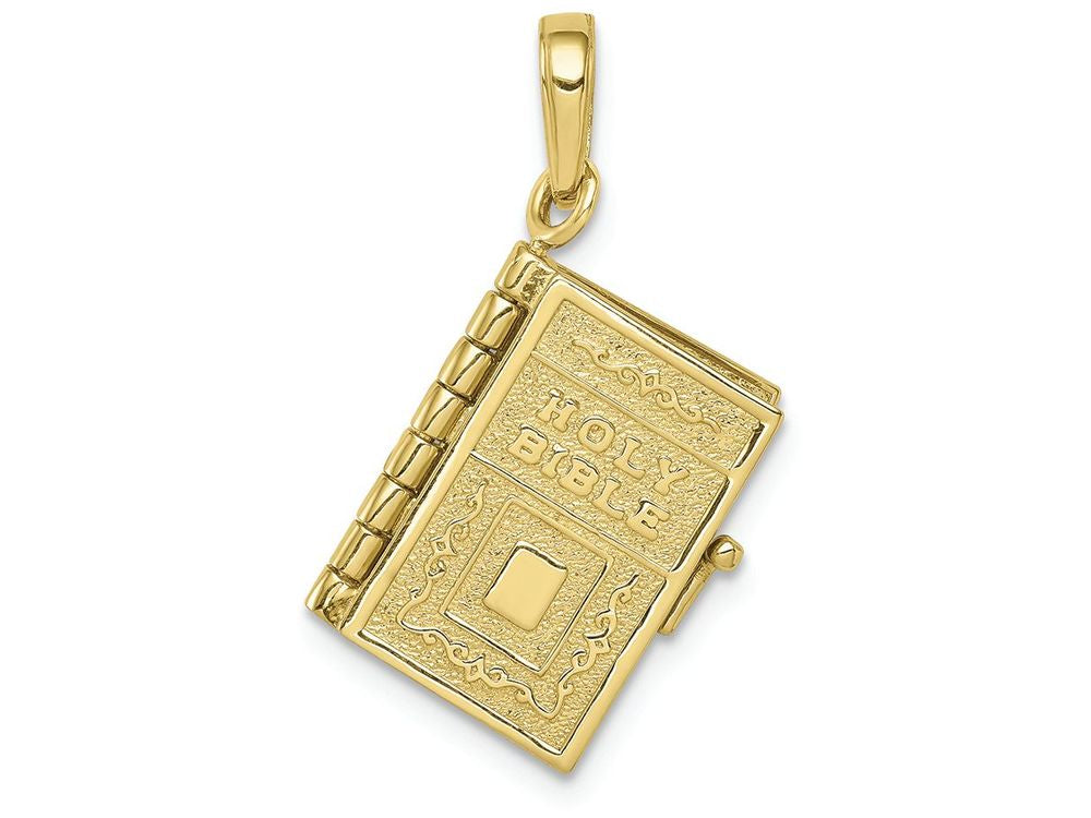 FJC Finejewelers 10k Yellow Gold 3d Holy Bible Book with Lord's Prayermoveable Pages Charm