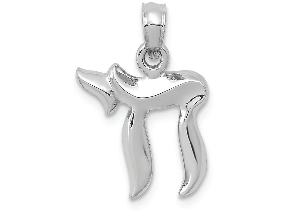 FJC Finejewelers 10k White Gold Jewish Chai (long Life) Charm