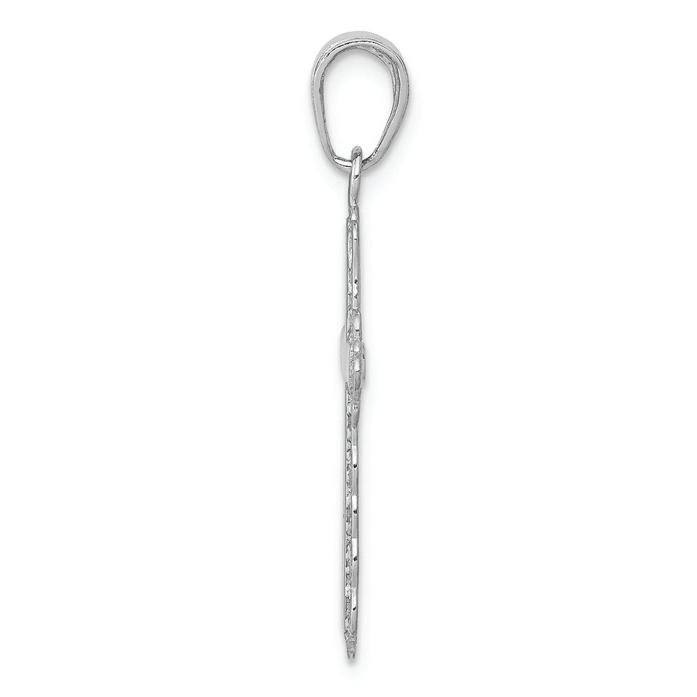 FJC Finejewelers 10k White Gold Cross with Lace Trim Center Charm