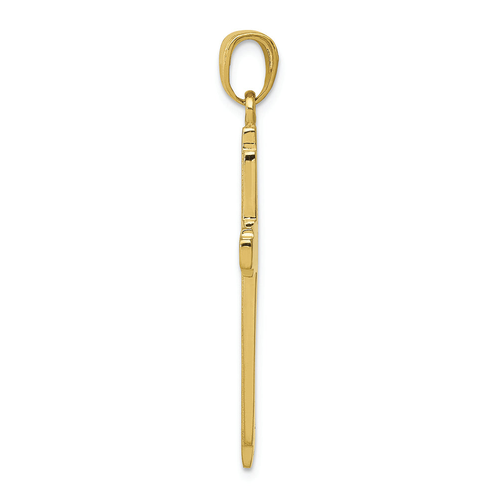 FJC Finejewelers 10k Yellow Gold Solid Cross with Latis Trimclosedback Charm