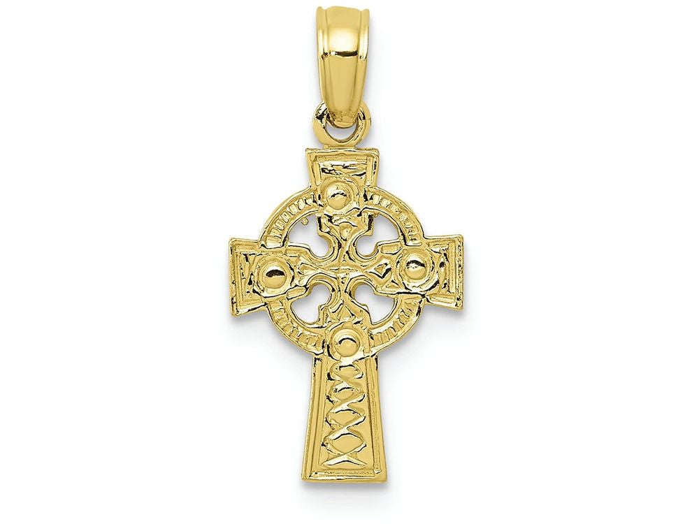 FJC Finejewelers 10k Yellow Gold Celtic Cross with Eternity Circleengraved Charm