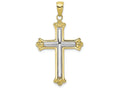 FJC Finejewelers 10k Two-tone Gold Cross In Budded Yellow Cross Frame Charm