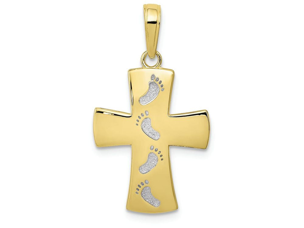 FJC Finejewelers 10k Yellow Gold Cross Footprints Charm